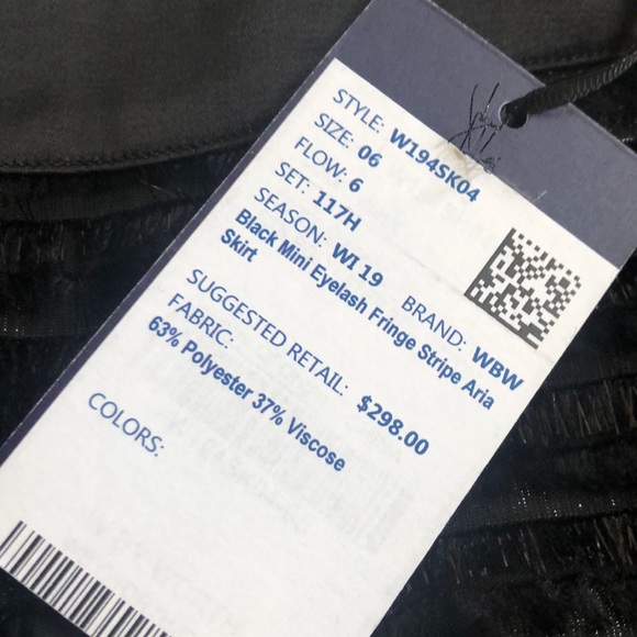 🖤NWT🖤 W by Worth Black Mini Eyelash Aria Skirt - Picture 4 of 6